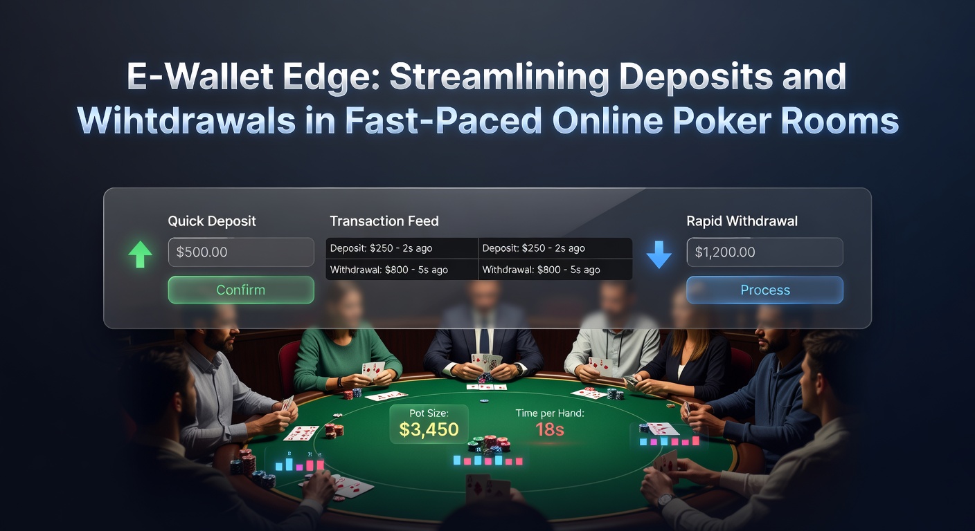 Poker player on laptop reviewing e-wallet transaction history with quick withdrawal confirmation