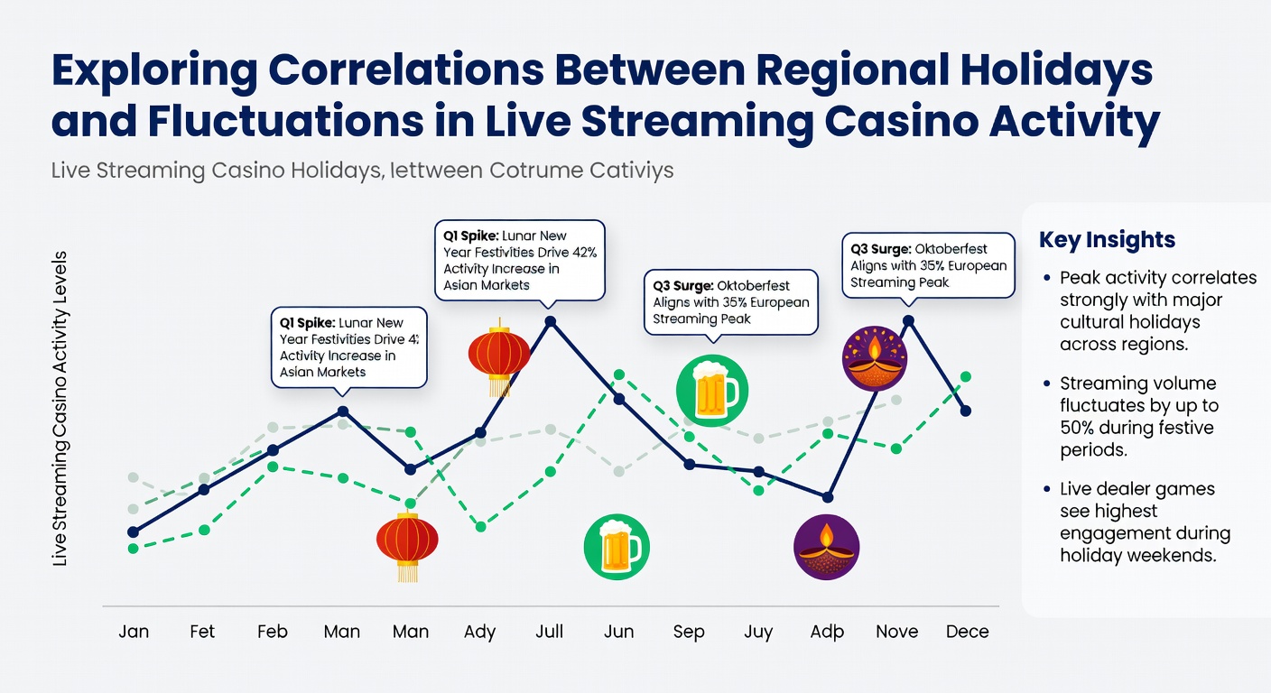 Analytics dashboard displaying live streaming casino traffic spikes aligned with holiday calendars across different regions
