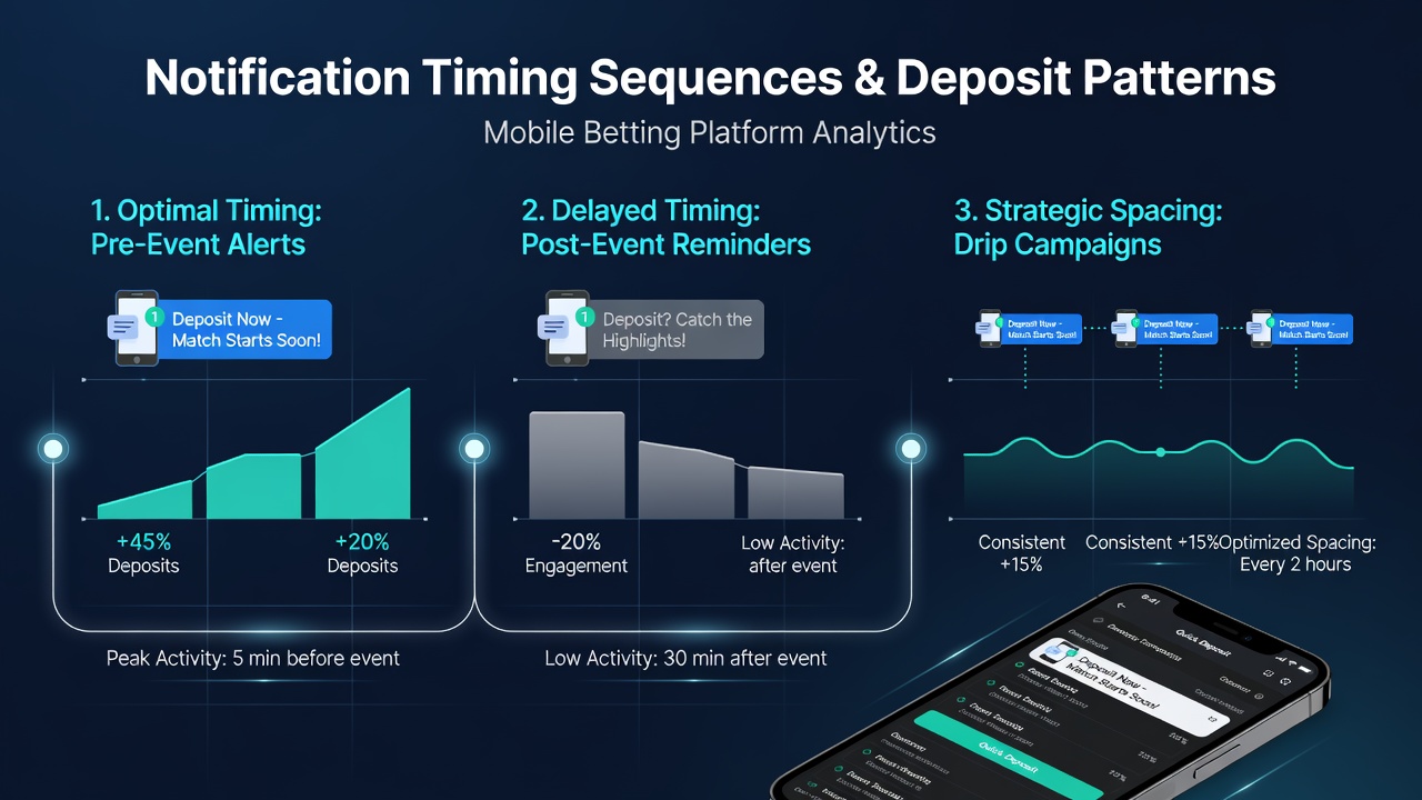 Analytics dashboard displaying deposit volume spikes aligned with notification sequence timestamps across different time zones
