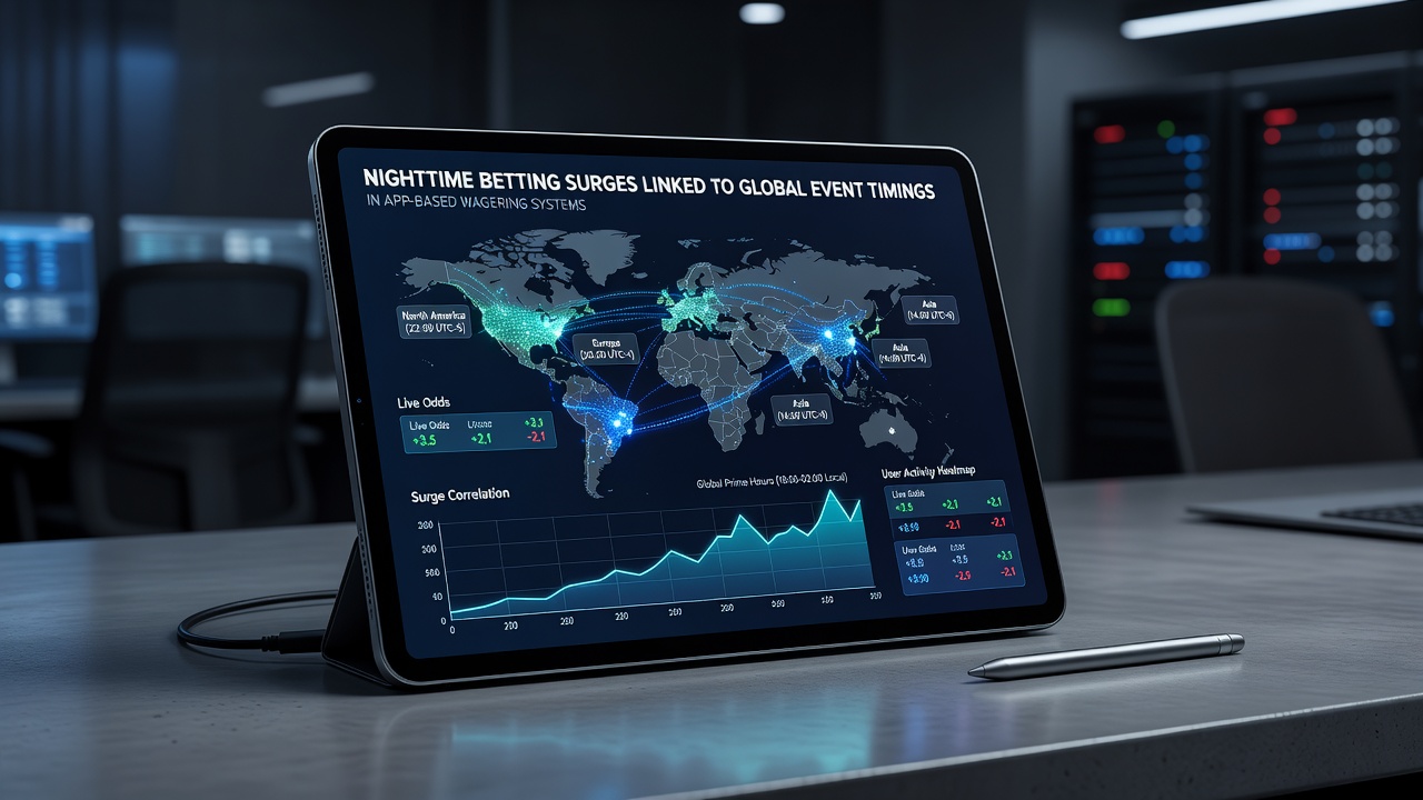 Chart displaying betting volume increases during global event overlaps in mobile wagering apps