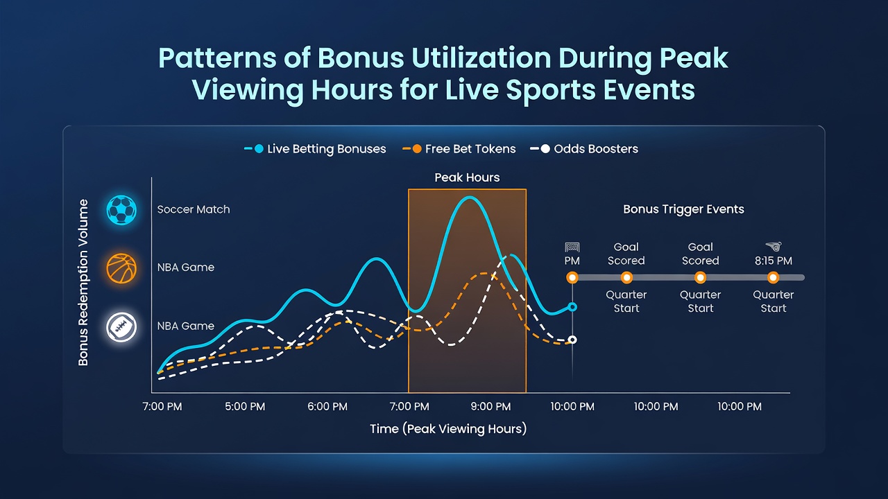 Heatmap of bonus redemptions across time zones during live sports broadcasts