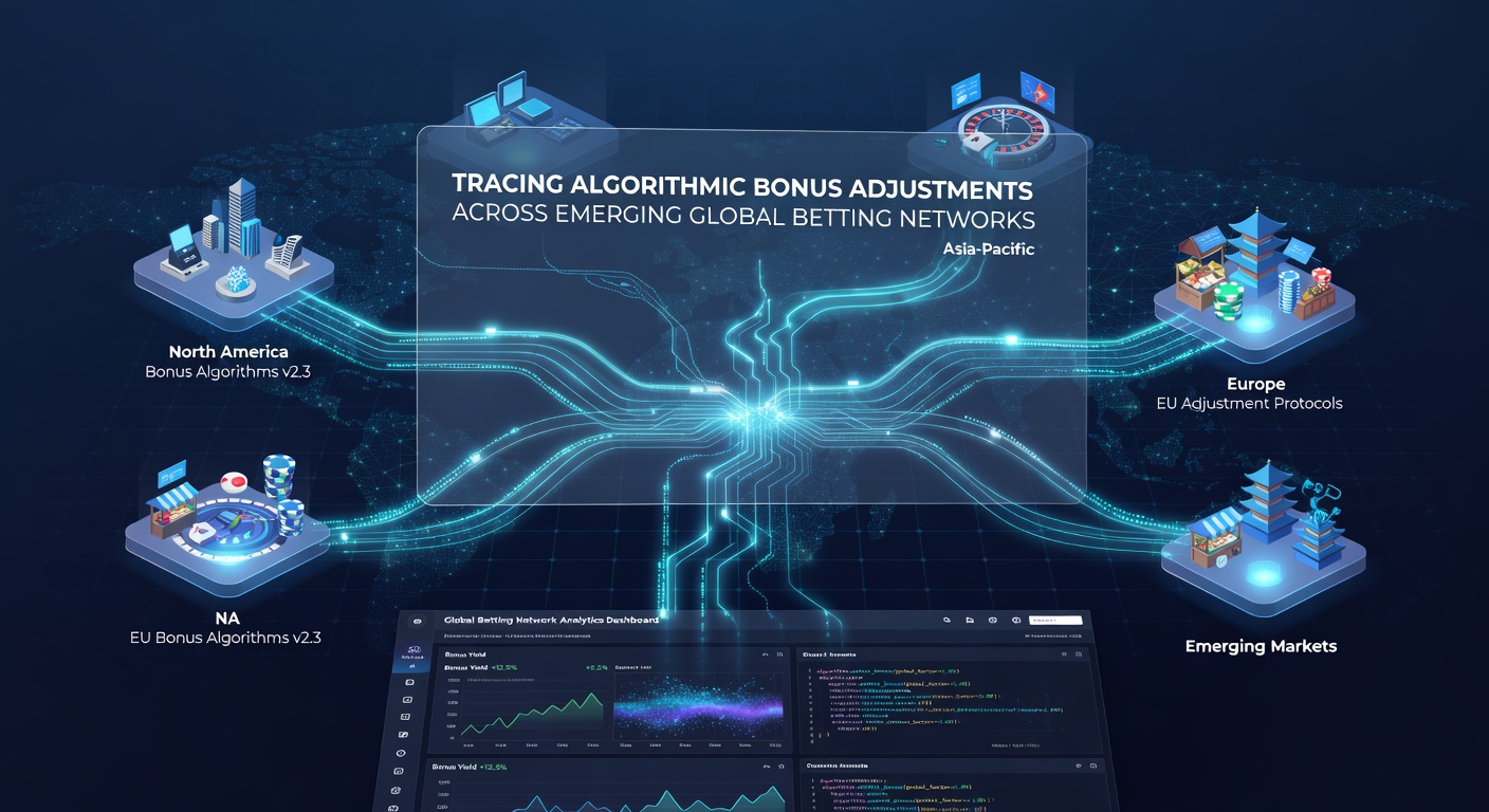 Global betting networks showing interconnected algorithmic systems adjusting player bonuses in real time across multiple regions